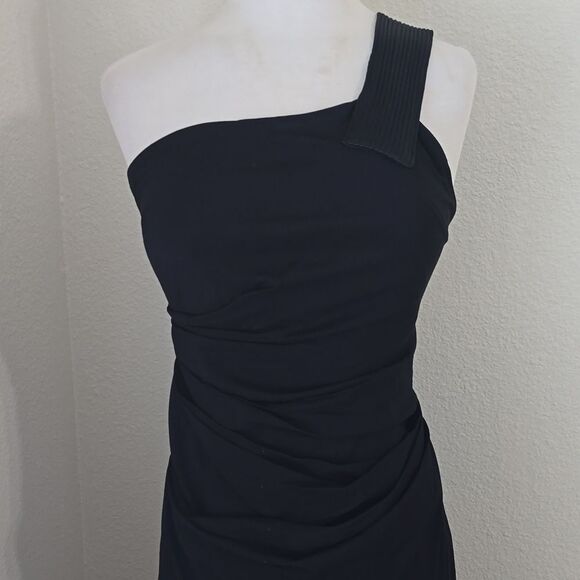 LEON MAX Limited Edition one Elegant Black One-Shoulder Dress XSP - Picture 3 of 10